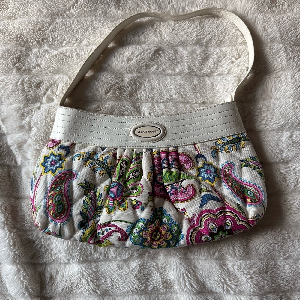 Vera Bradley White and Multicolor Paisley Shoulder Bag